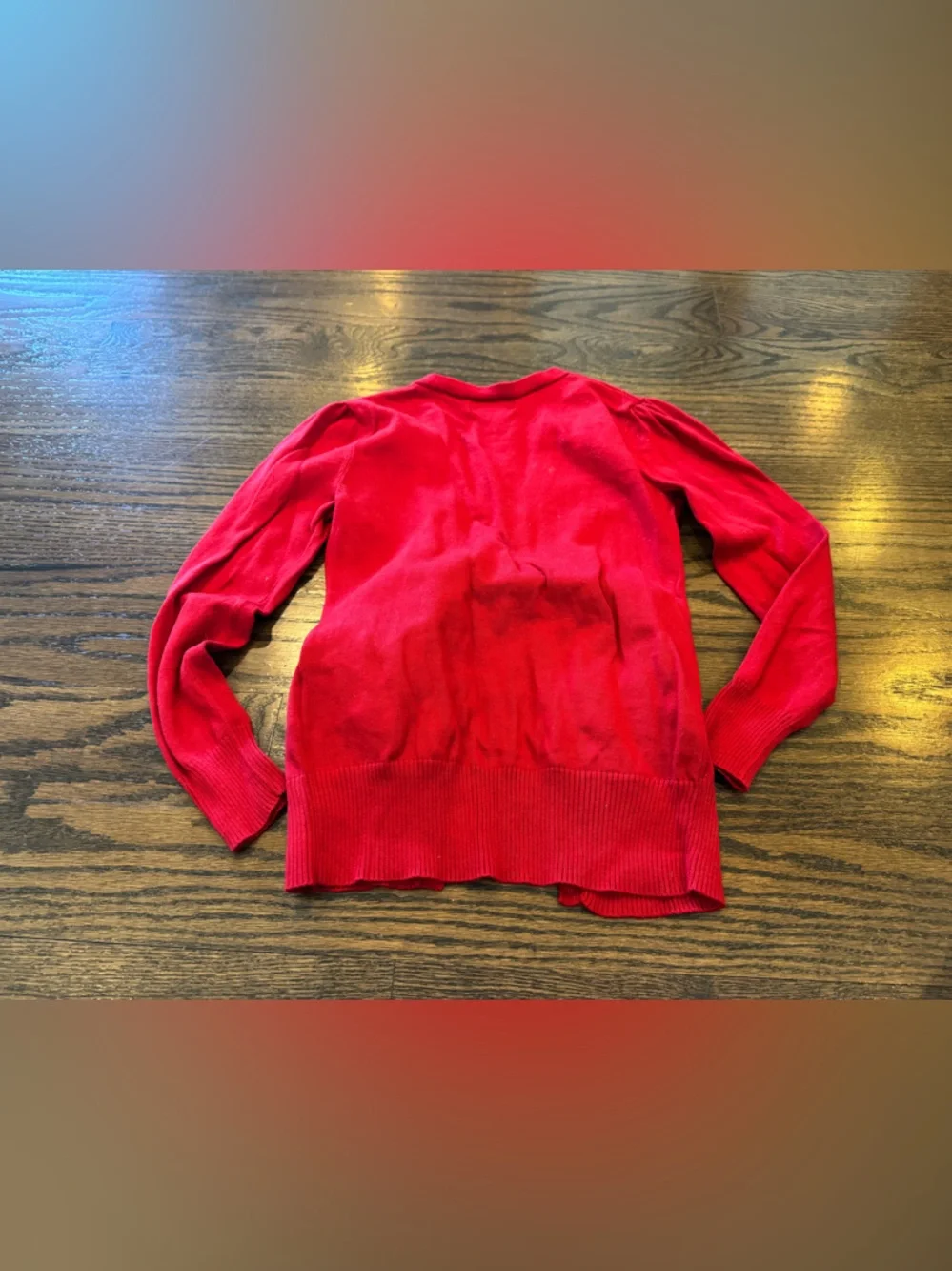 Ralph Lauren Bright Red Cotton V-Neck Button Cardigan